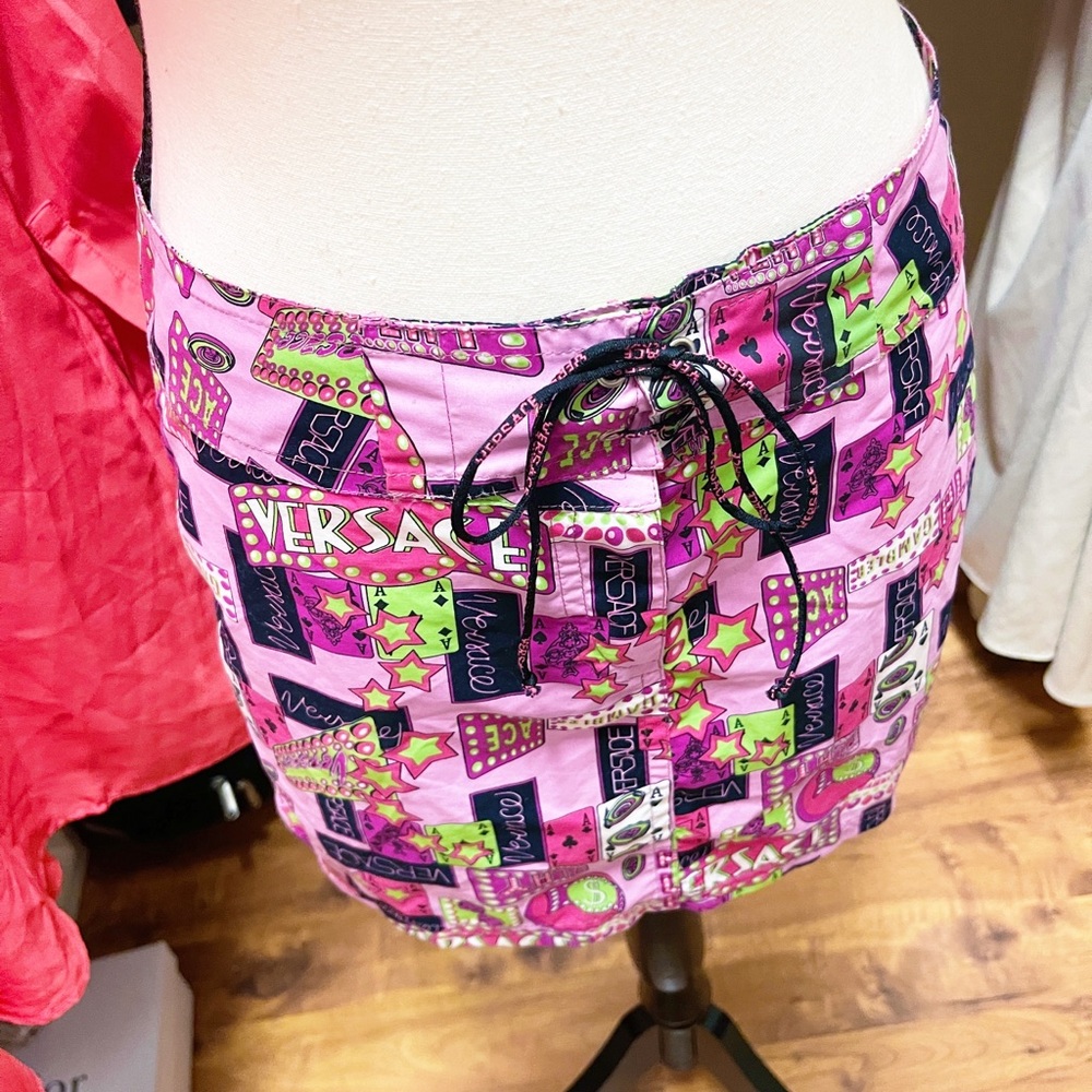 Authentic Versace RARE NWT Vintage Y2K Pink Vegas Star Mini Skirt - Picture 11 of 12